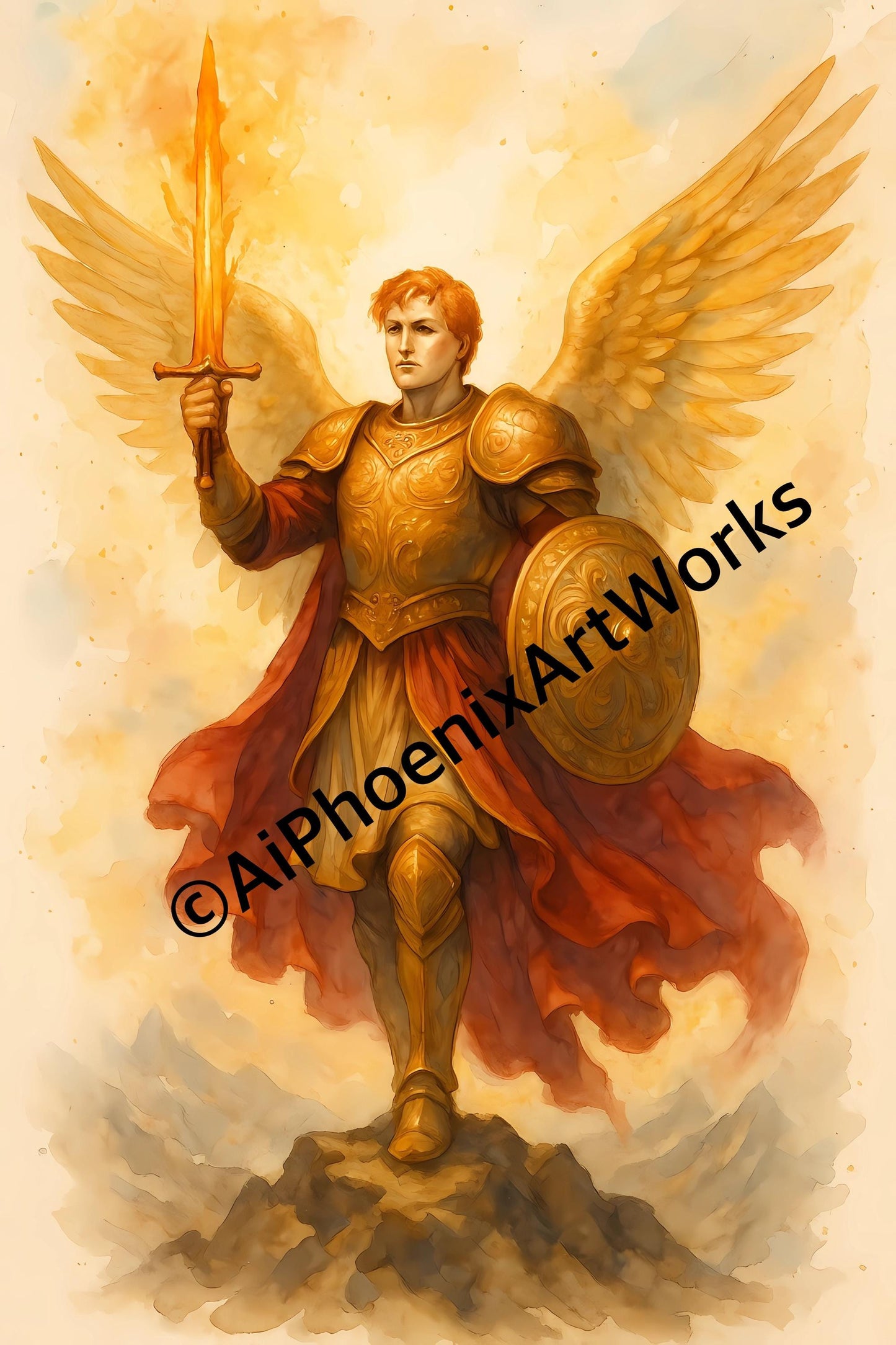 Archangel Watercolor Print Set: Spiritual Angel Decor (Instant Download)