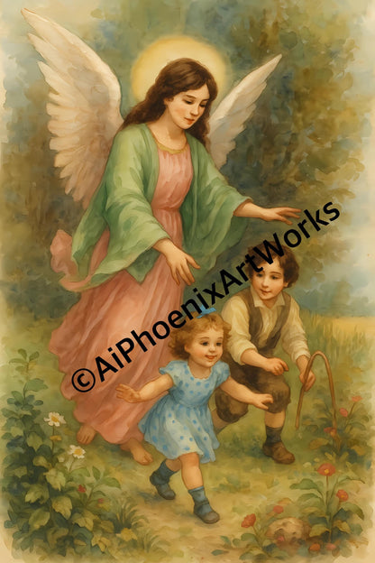 Archangel Watercolor Print Set: Spiritual Angel Decor (Instant Download)