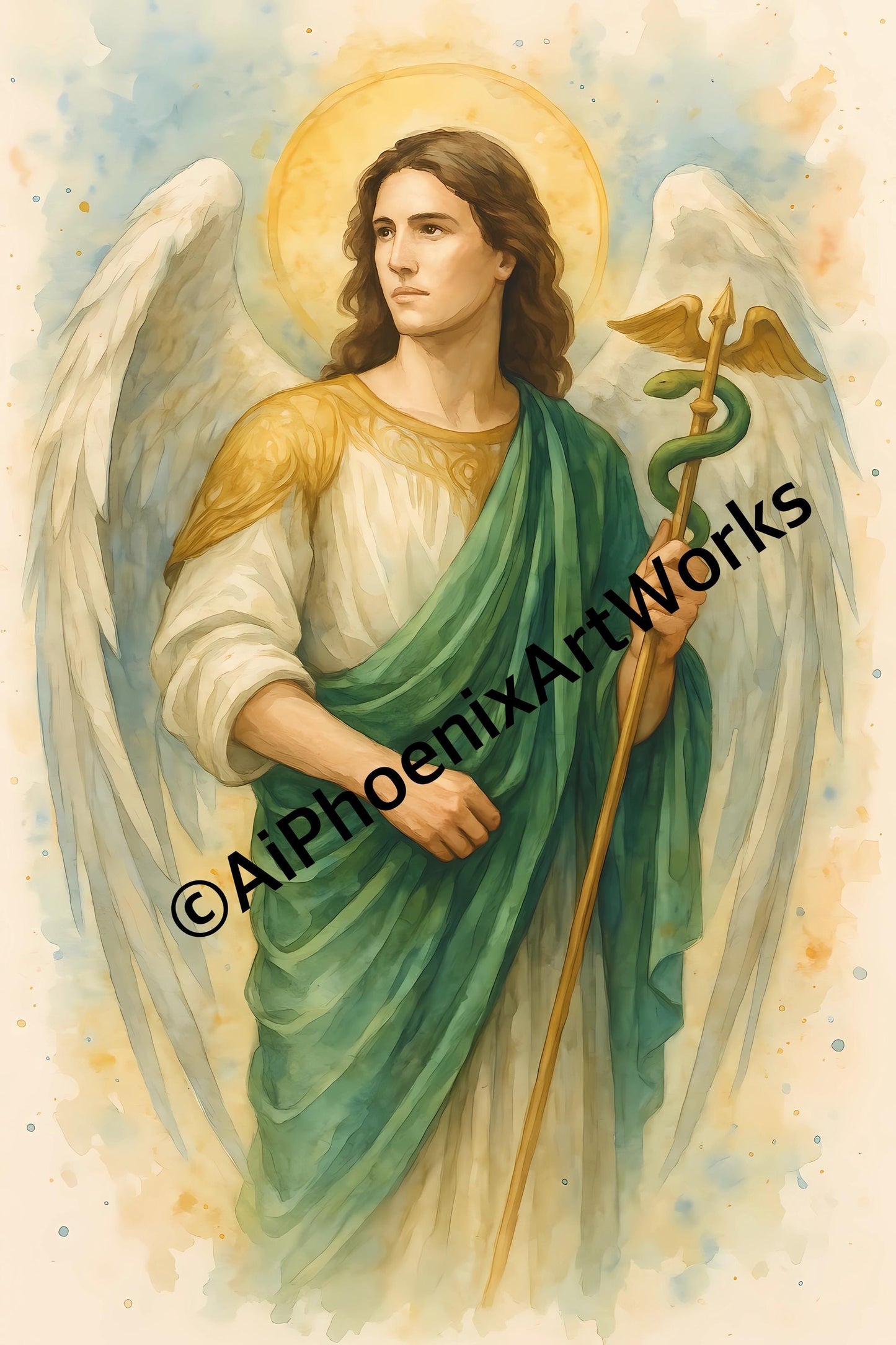 Archangel Watercolor Print Set: Spiritual Angel Decor (Instant Download)