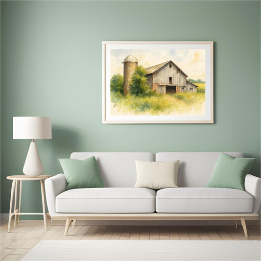 Rustic Barn Watercolor Print Set: Vintage Farmhouse Decor (Digital Download)