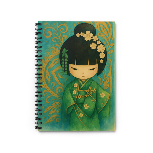Green Kimono Girl Notebook: Japanese Watercolor Journal (6x8)