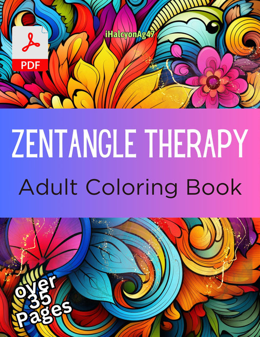 Zentangle Coloring Book: 35 Stress Relief Illustrations (Digital Download)
