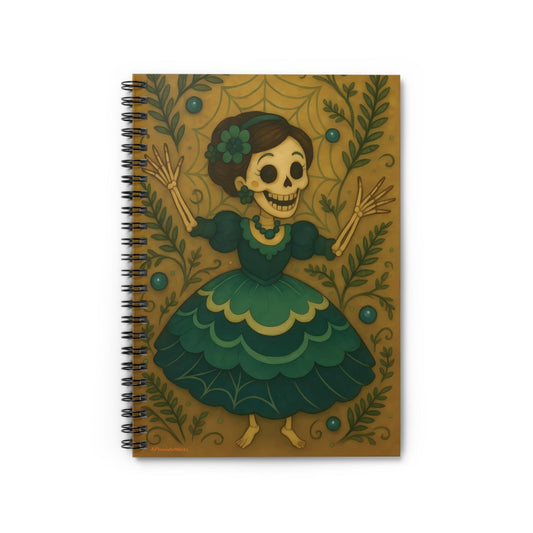 La Calavera Alegre | 6x8 Spiral Notebook | Day of the Dead Skeleton Design | Ruled Line Journal | Cute Folkloric Skull Art