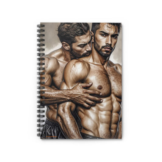 Unspoken Bond | 6x8 Spiral Notebook | Gay Couple Embrace Art | Ruled Line Journal | LGBTQ+ Romantic Stationery Gift