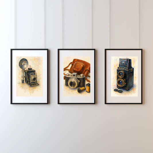 Vintage Camera Art Print: Retro Photography Decor (Digital Download)