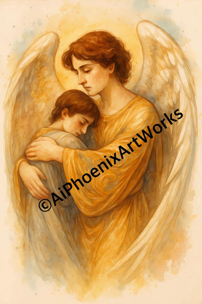 Archangel Watercolor Print Set: Spiritual Angel Decor (Instant Download)