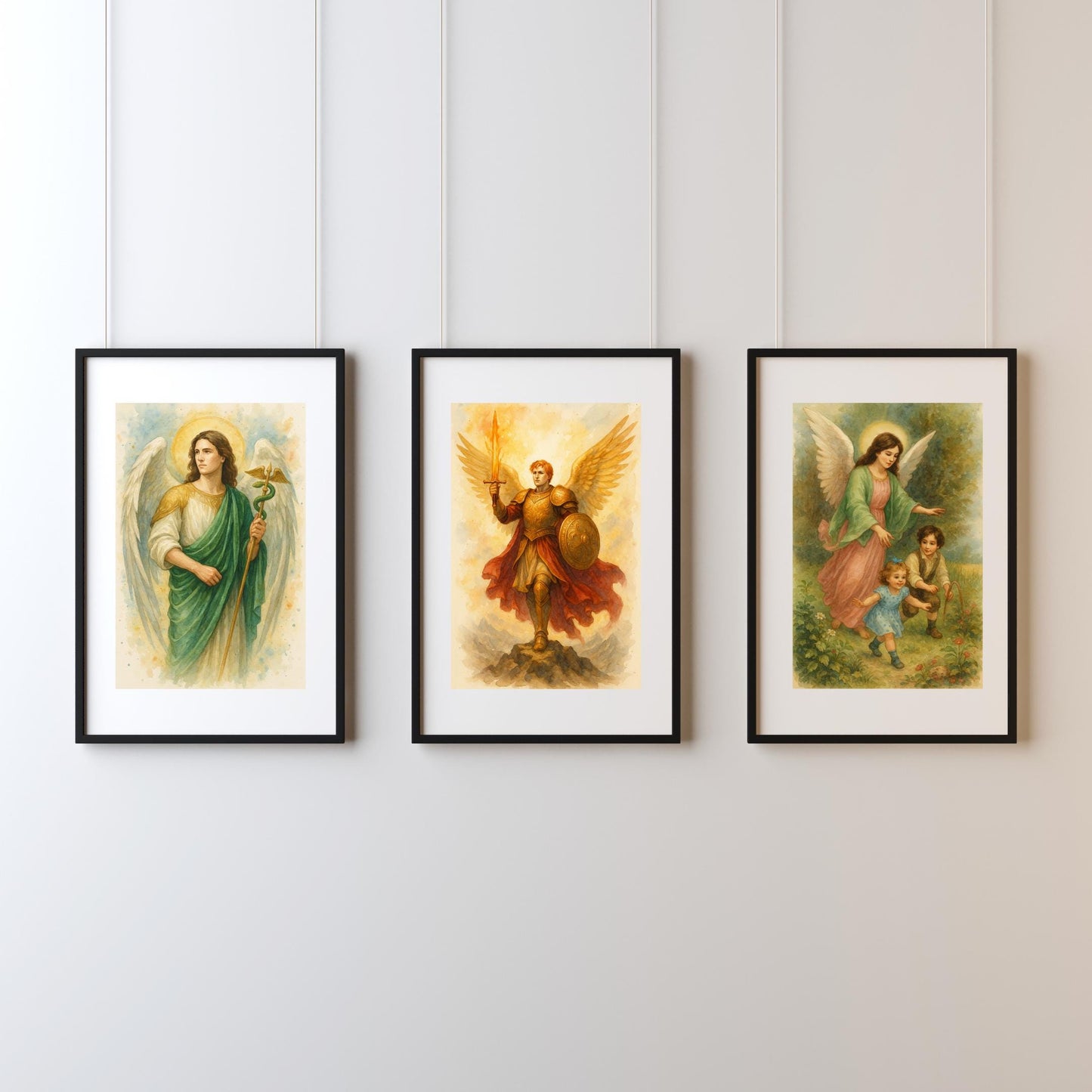 Archangel Watercolor Print Set: Spiritual Angel Decor (Instant Download)