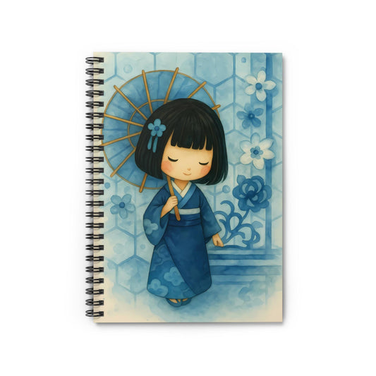Watercolor Kokeshi Girl Notebook: Japanese Art Journal (6x8 Ruled)