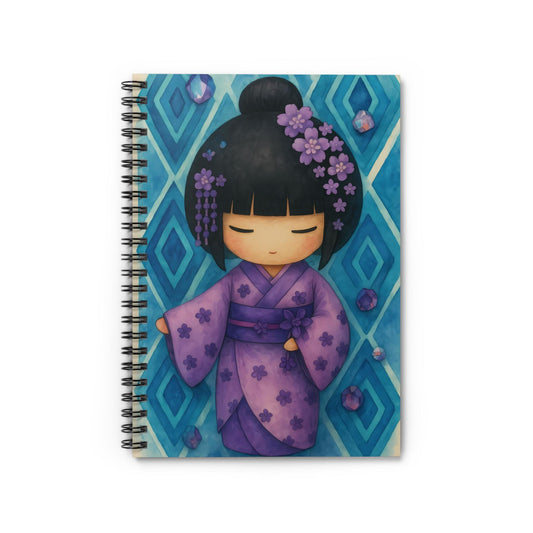 Purple Kimono Girl Spiral Notebook: Japanese Watercolor Journal