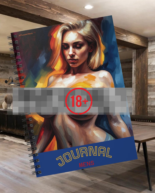 Blaze Beauty NSFW Nude Female Journal | Erotic Art Notebook | Spiral Ruled 6x8 | AI Watercolor Nude Cover | Adult Stationery Gift