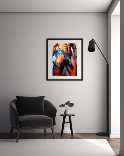 Armored Allure: Erotic Male Tattoo Art Print (Digital Download)