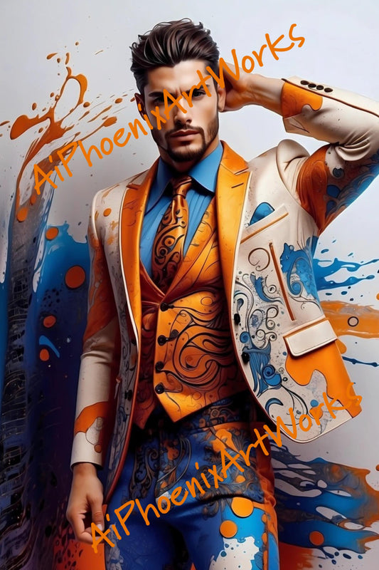 Fashion Illustration Art Prints: Male Figure Portraits (Set of 2, Digital Download)