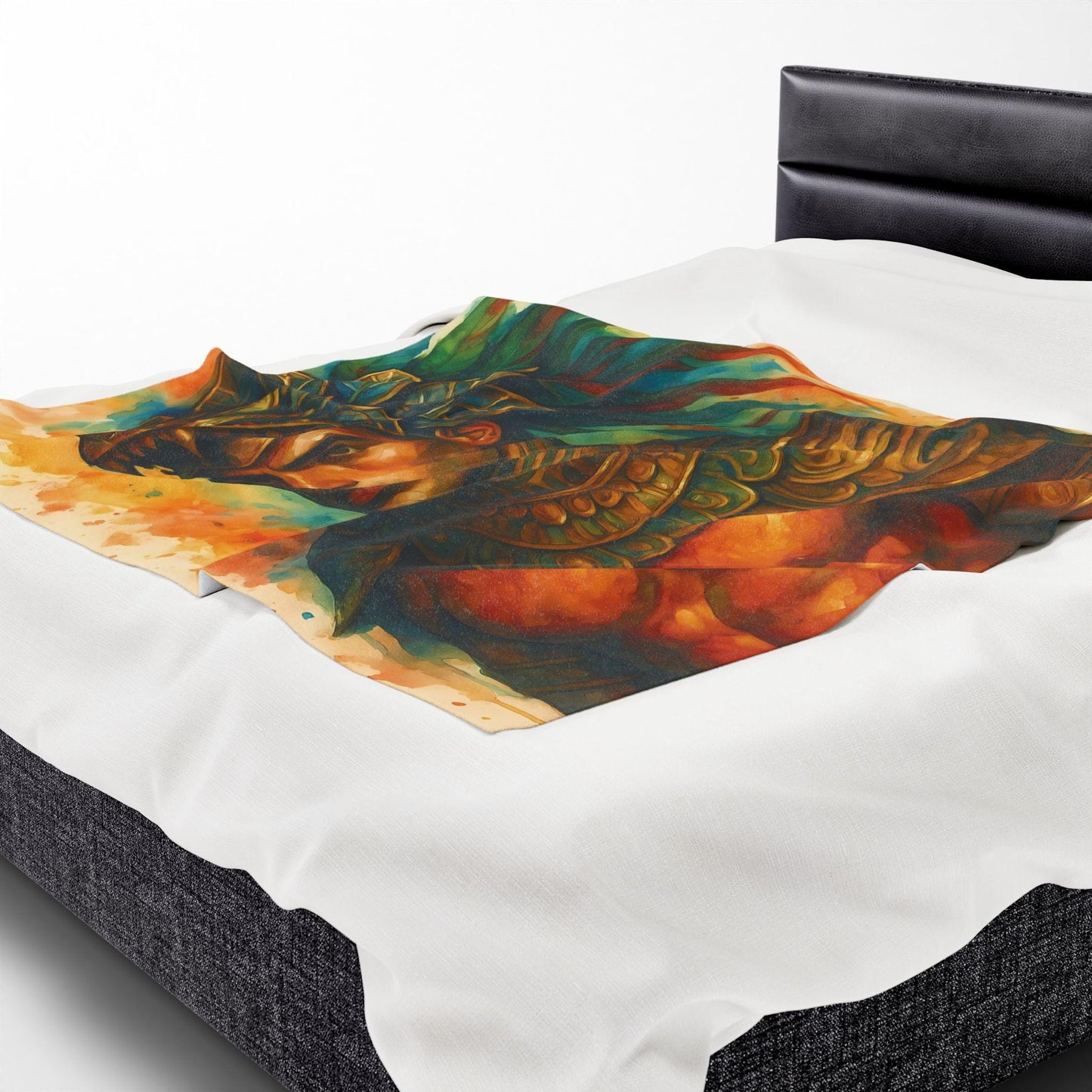 Aztec Warrior Velveteen Plush Blanket: Bold Home Decor Throw