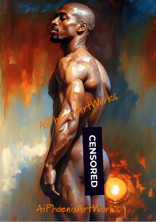 Sunlit Strength | Male Nude Art Print | Bold Figurative Wall Art | Masculine Body Study Poster | PRINTED Art in 3 Sizes