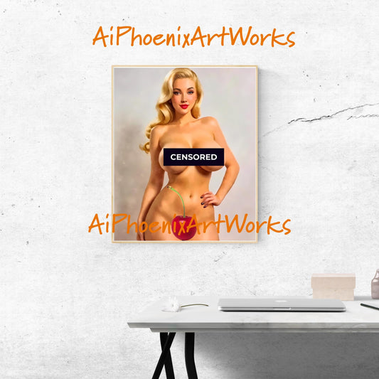 Vintage Bombshell Nude Glamorous Erotic Wall Art Digital PDF downloadable | AiPhoenixArtWorks