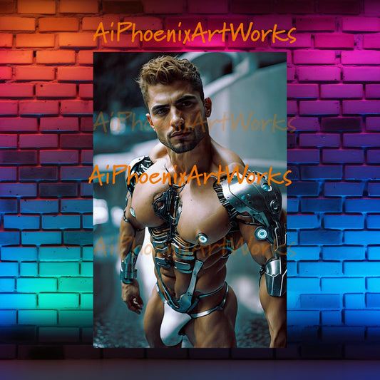 Cyborg Male Sci-Fi Art Print: Erotic Futuristic Fantasy