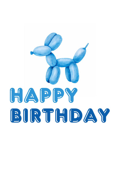 Balloon Dog Birthday Card | Fun & Whimsical Greeting | 5x7 Folded with Envelope