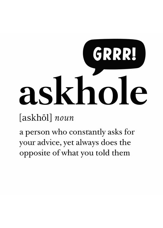 Askhole Funny Definition Card | 5x7 Folded Greeting Card with Envelope