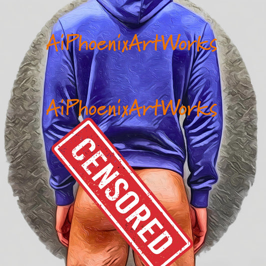 Bold & Blue Hoodie Guy| NSFW Digital Painting | Printable PDF Wall Art | AiPhoenixArtWorks