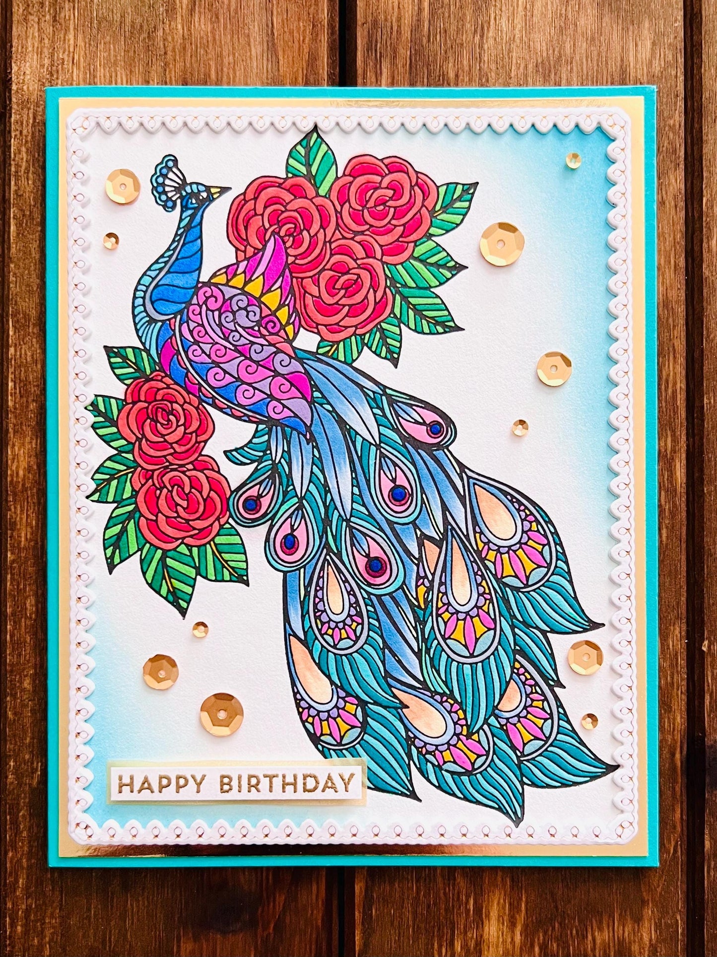 Handmade Peacock Birthday Card: Elegant Letterpress Design