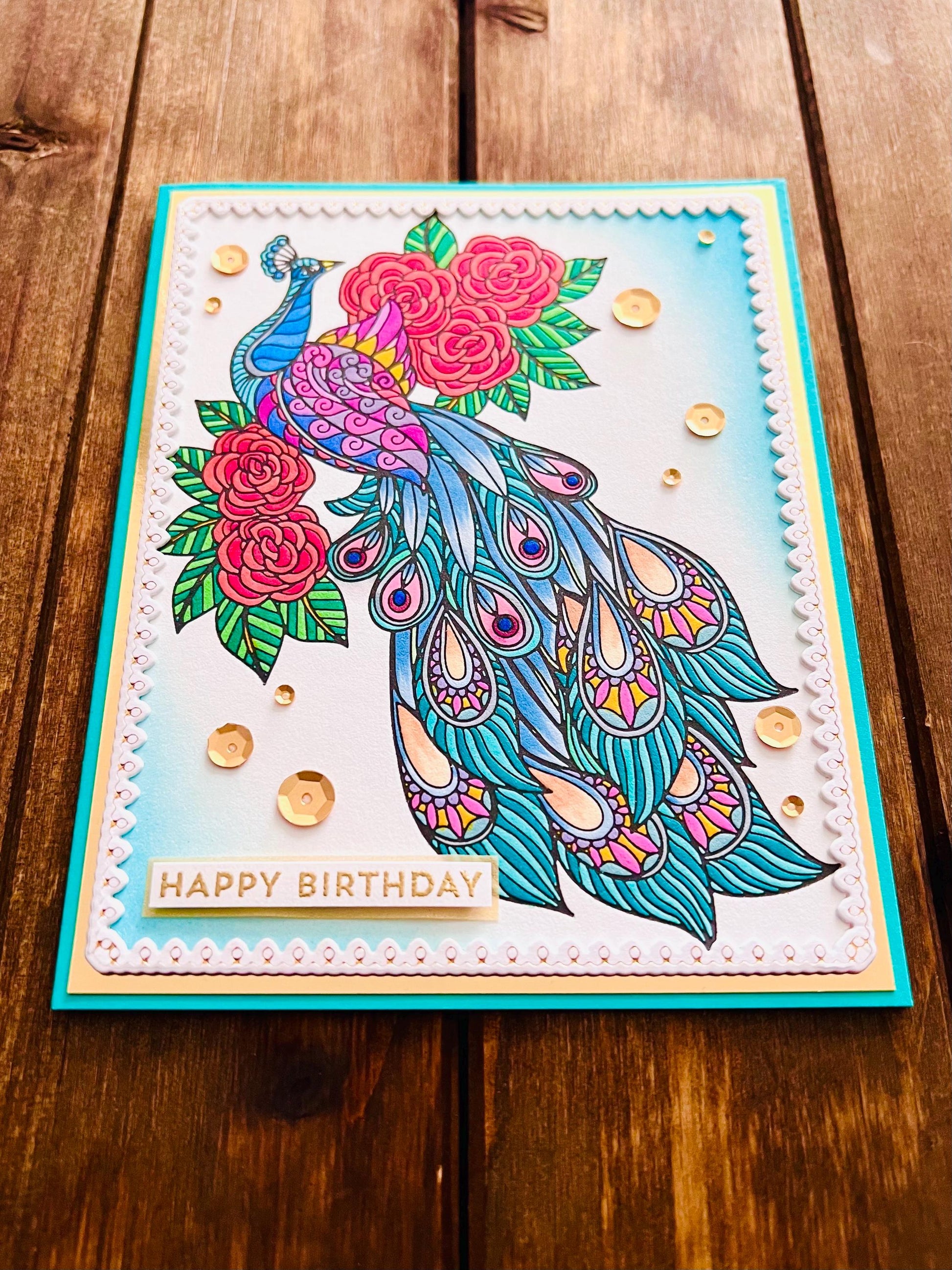 Handmade Peacock Birthday Card: Elegant Letterpress Design