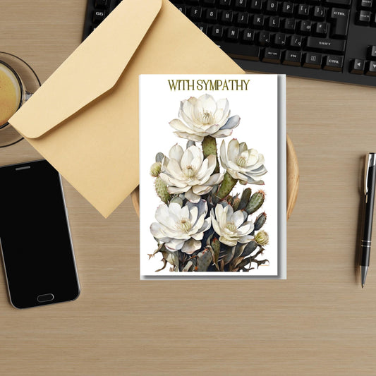 Sympathy Cactus Card: Desert Floral Condolence - 4x6 Greeting Card