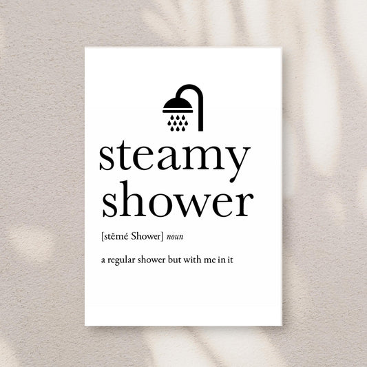 Steamy Shower Definition Card | Funny Flirty Greeting | 5x7 Folded with Envelope