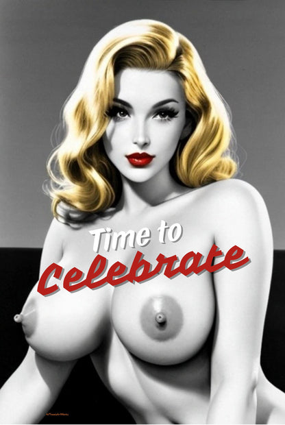 Vintage Pin-Up Art Greeting Card: Mature Birthday Card