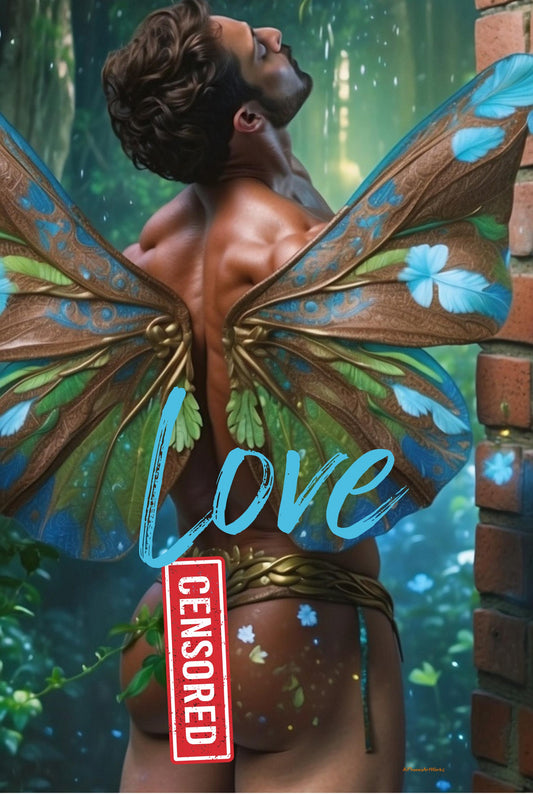 Mature Fantasy Love Card: Erotic Male Fairy Art Greeting