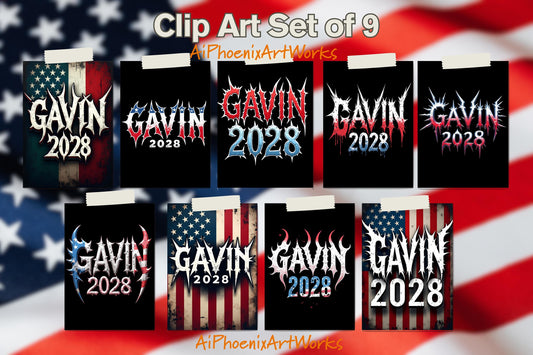 Grunge USA Flag Clipart PNG | Gavin 2028 Election Digital Download | Patriotic Political Sublimation Graphic
