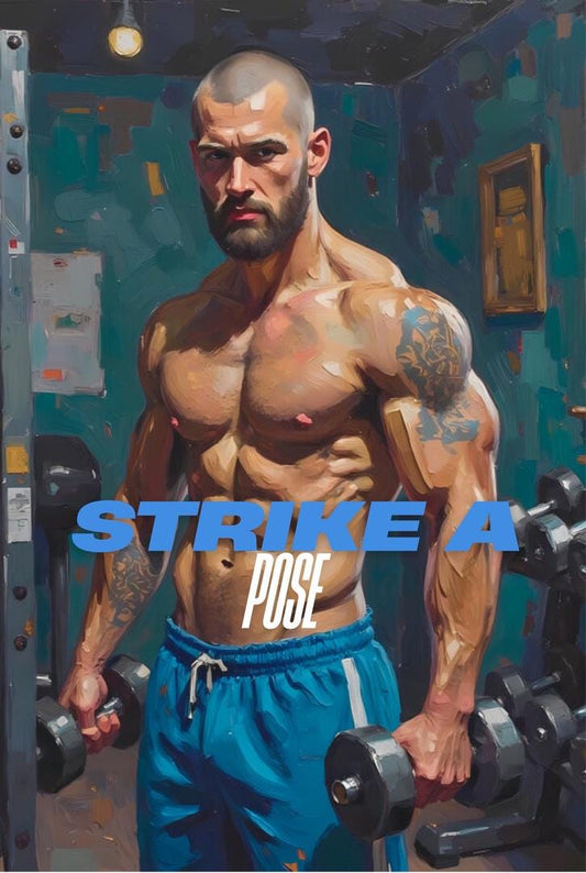 Strike A Pose Greeting Card | Fitness Gym Art Print | 4x6 Folded Card | Blank Inside | Bodybuilder Art Greeting | With Envelope