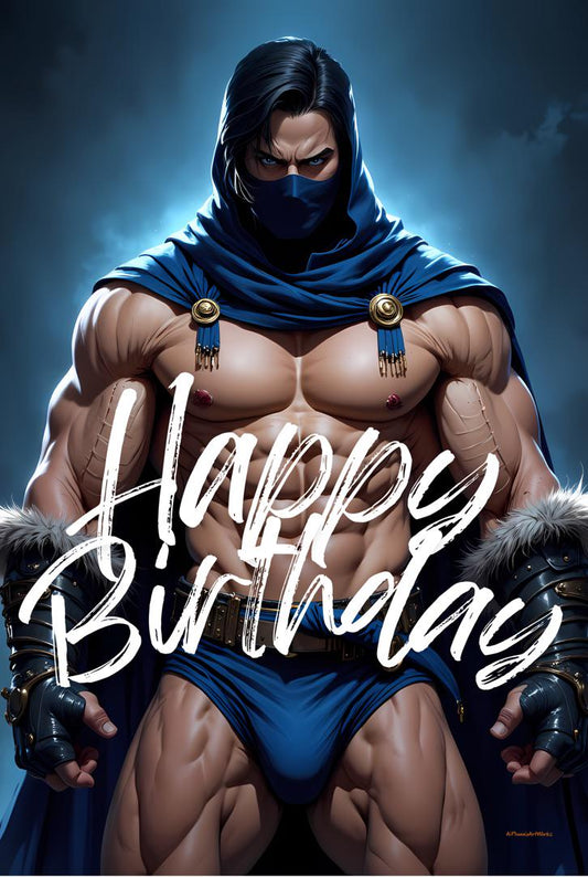 Warrior Male Art Birthday Card: Edgy Fantasy Illustration