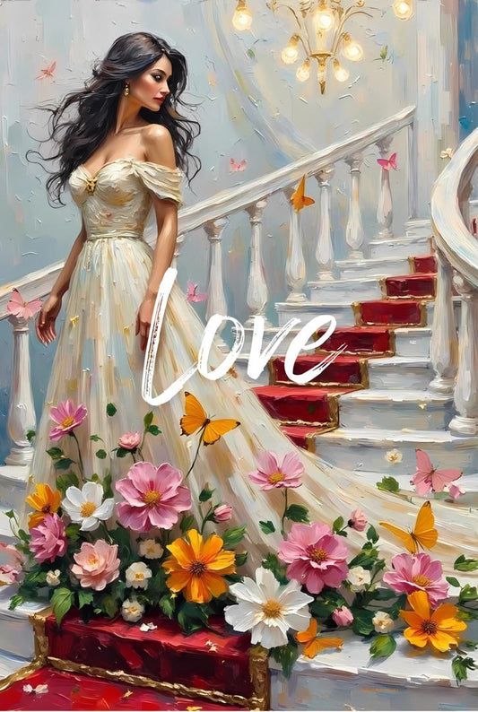 Love Greeting Card | Elegant Woman in Gown | Romantic 4x6 Folded Card with Envelope