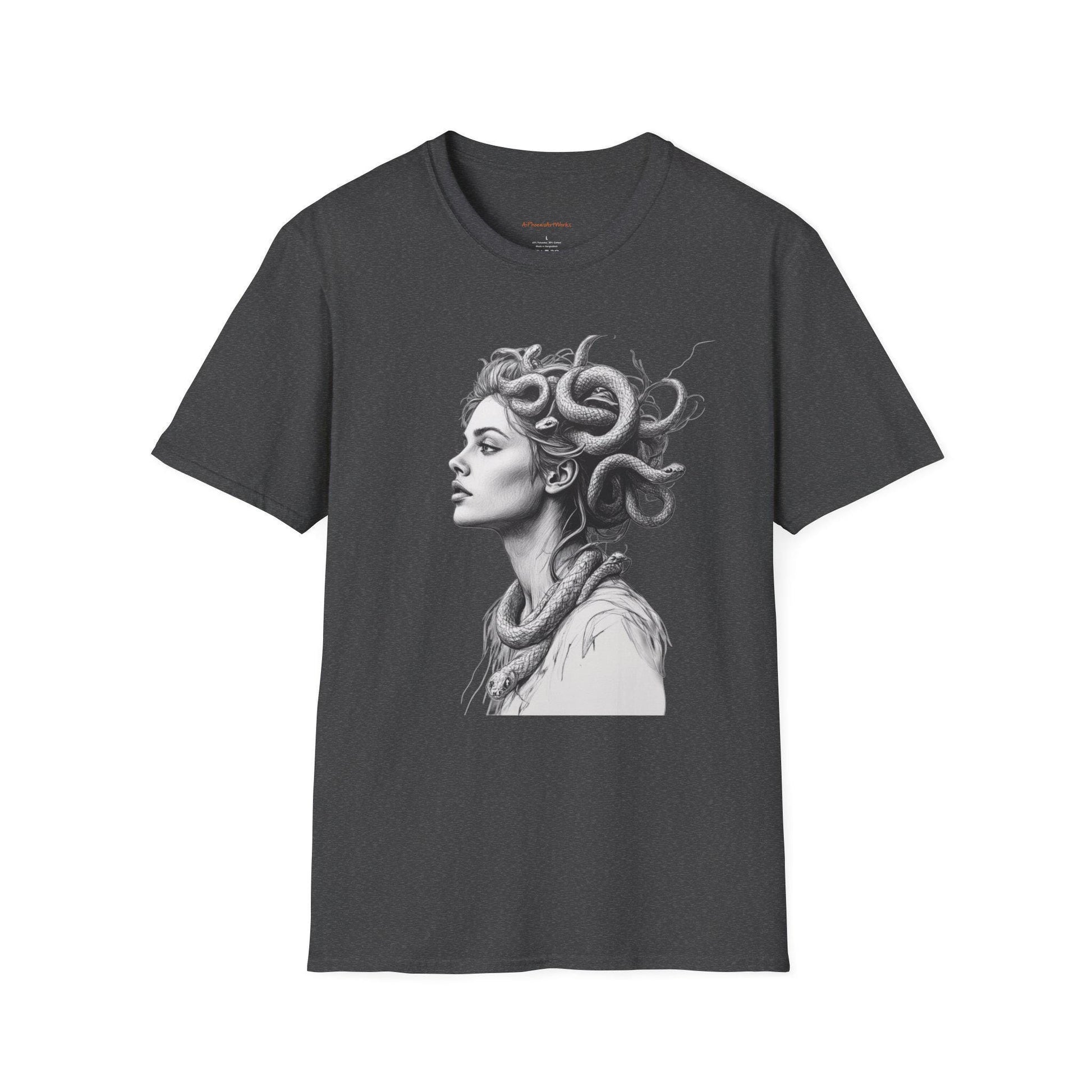 Medusa Pencil Art T-Shirt: Greek Mythology Graphic Tee