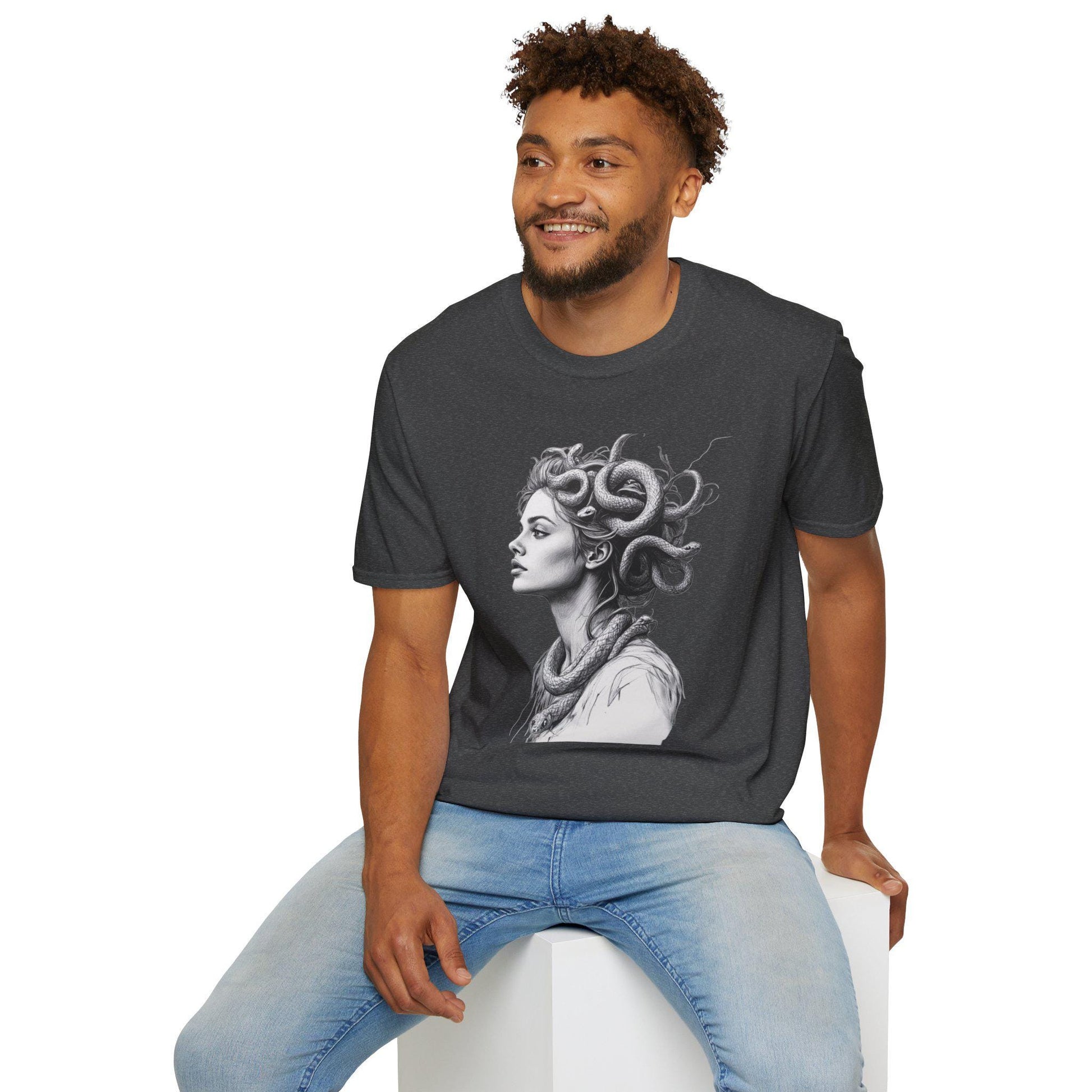 Medusa Pencil Art T-Shirt: Greek Mythology Graphic Tee
