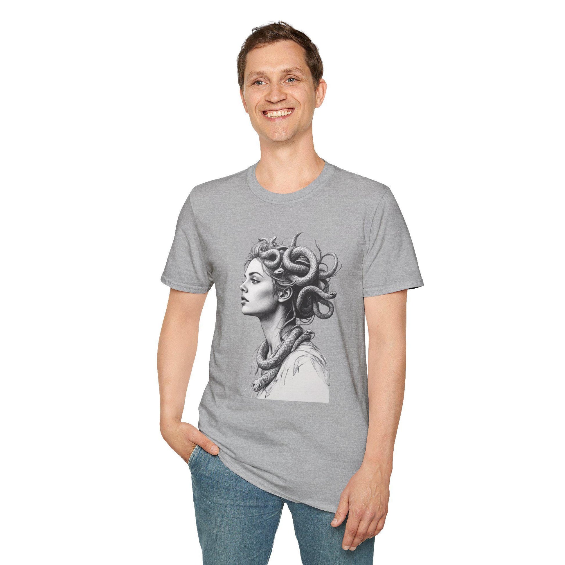 Medusa Pencil Art T-Shirt: Greek Mythology Graphic Tee