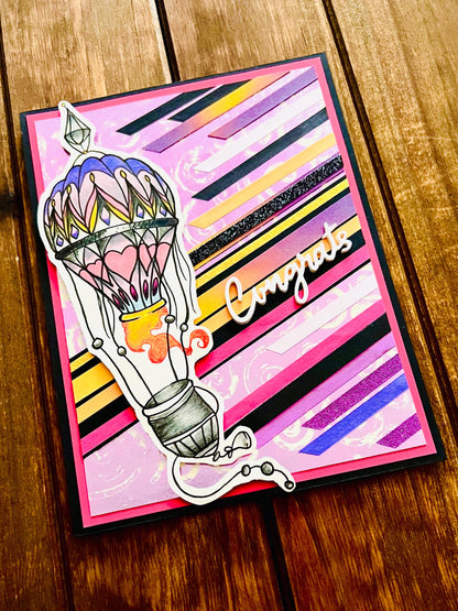 Colorful Hot Air Balloon Congrats Card - Cheerful and Uplifting Design