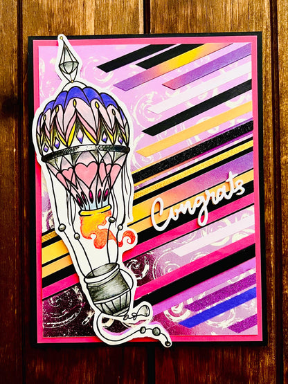 Colorful Hot Air Balloon Congrats Card - Cheerful and Uplifting Design