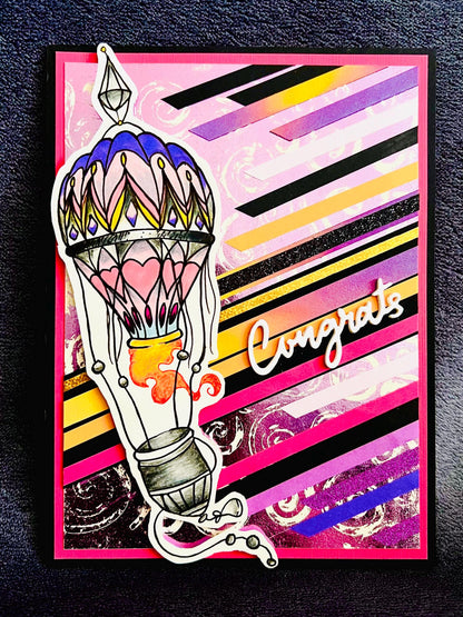 Colorful Hot Air Balloon Congrats Card - Cheerful and Uplifting Design