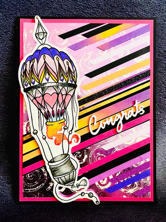 Colorful Hot Air Balloon Congrats Card - Cheerful and Uplifting Design