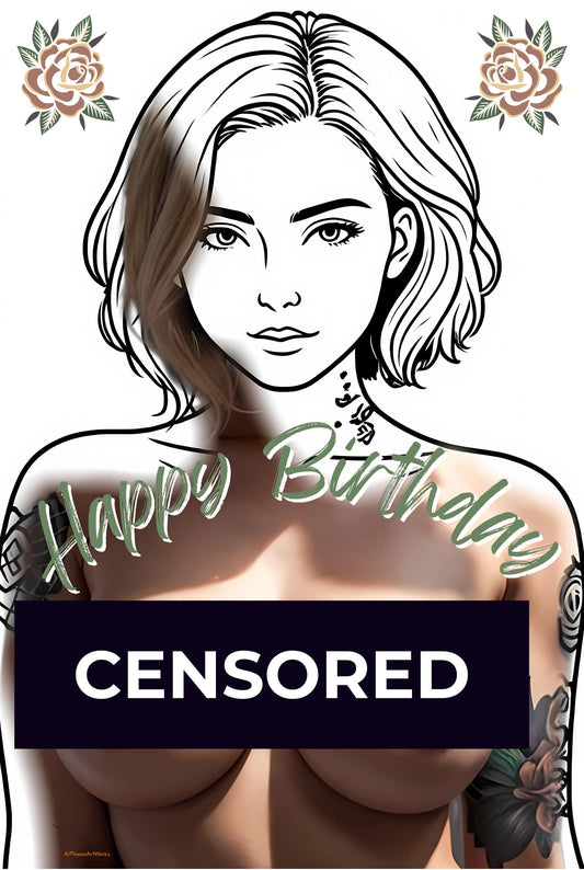 Modern Mature Female Art Birthday Card: Figurative Illustration, Glossy 4x6 (5-Pack & 10-Pack)