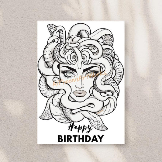Medusa Birthday Card: Mythical Feminine Power Design