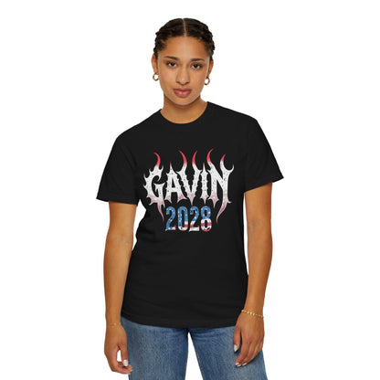 Gavin 2028 Graphic Tee: Goth Font Political Activist Shirt