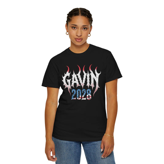 Gavin 2028 Graphic Tee: Goth Font Political Activist Shirt