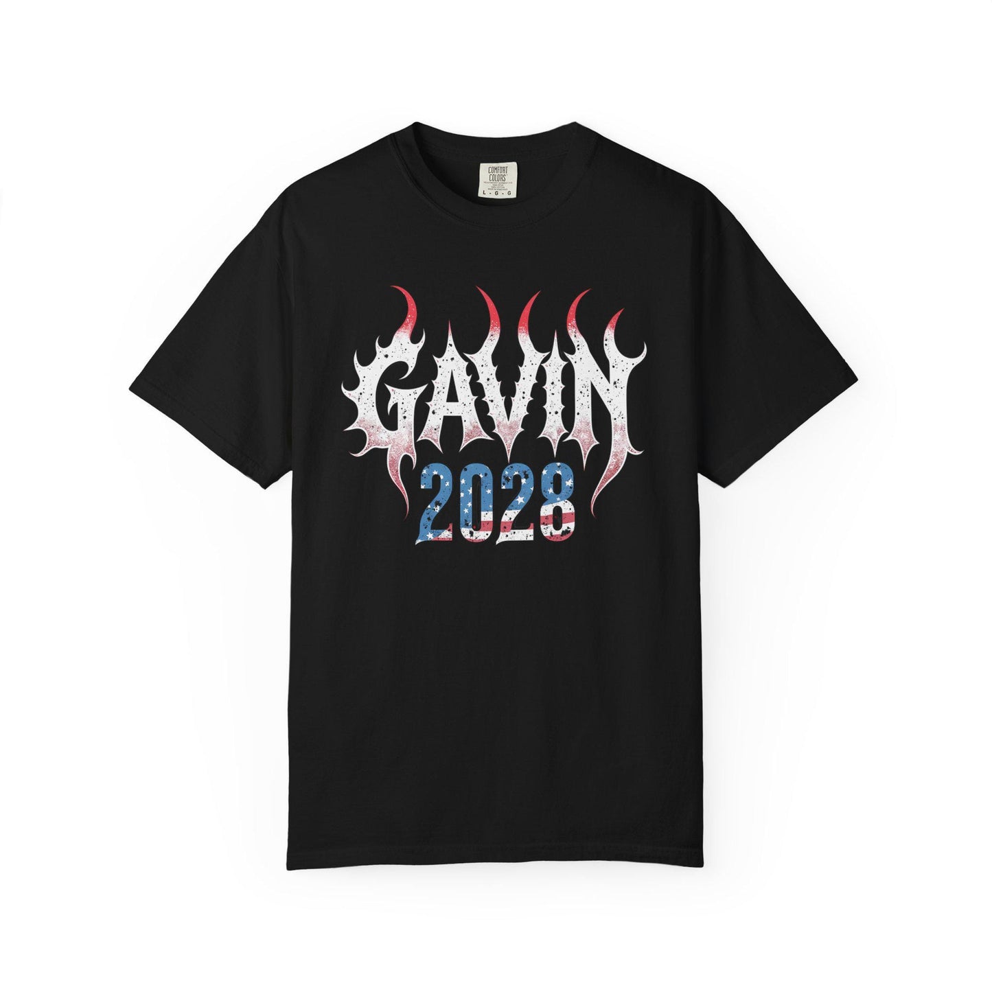 Gavin 2028 Graphic Tee: Goth Font Political Activist Shirt
