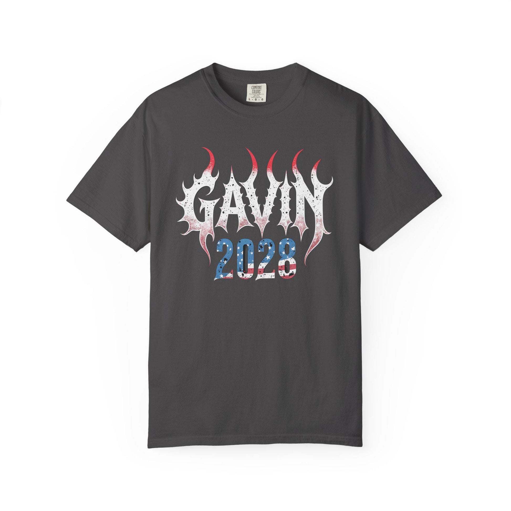 Gavin 2028 Graphic Tee: Goth Font Political Activist Shirt