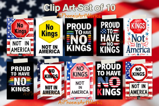 No Kings Various Designs Clipart PNG | Digital Download | Personal Use