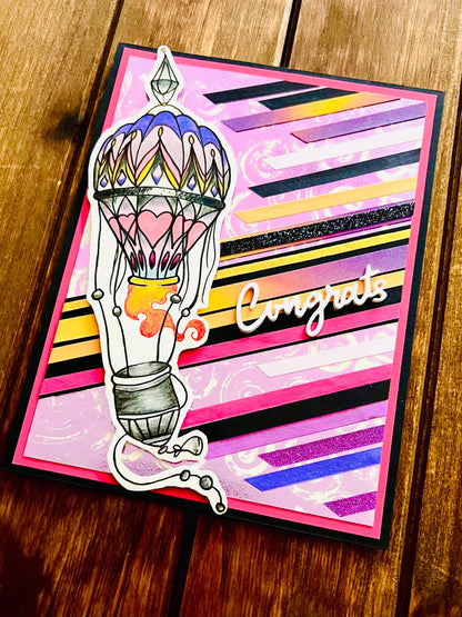 Colorful Hot Air Balloon Congrats Card - Cheerful and Uplifting Design