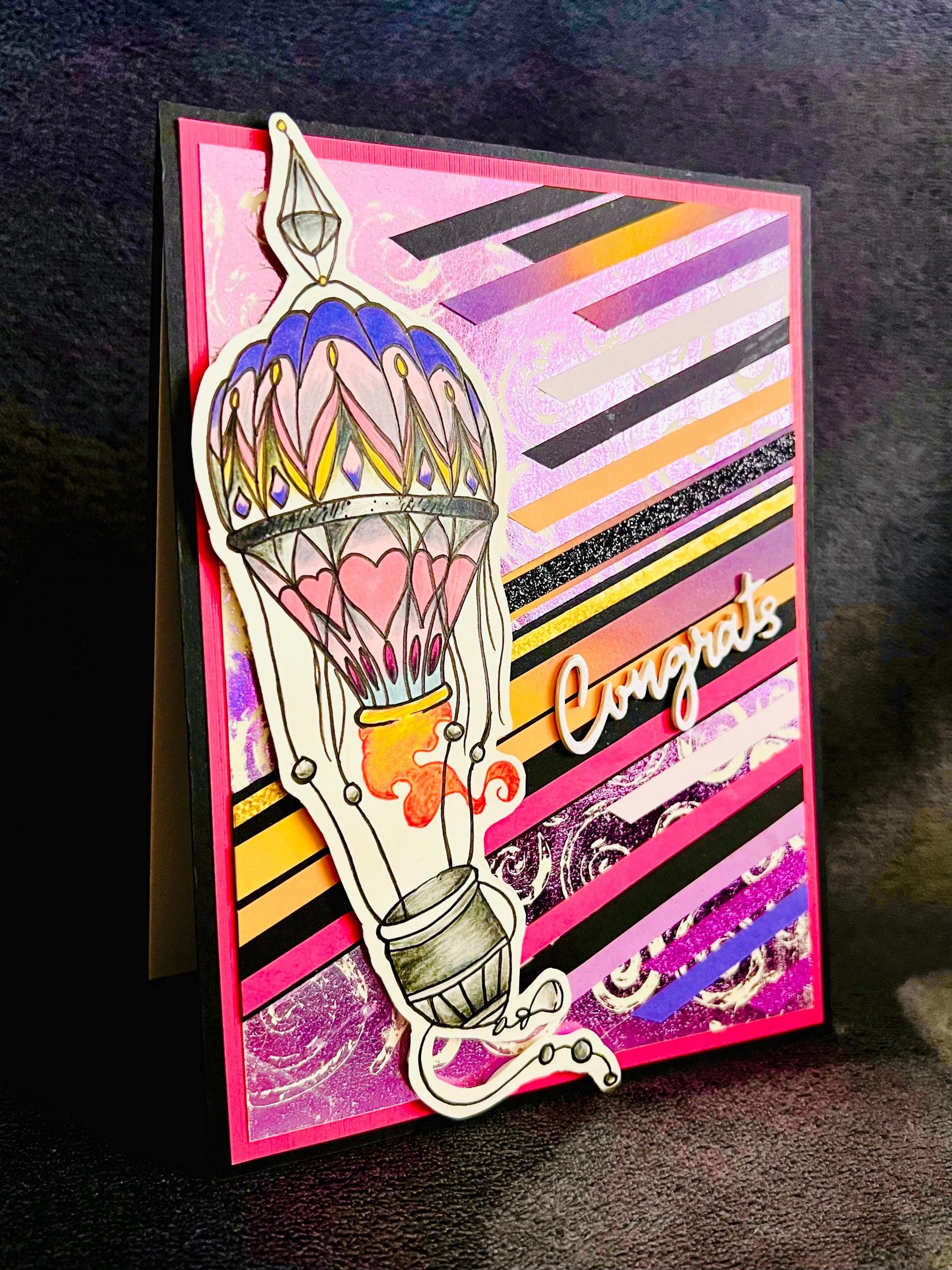 Colorful Hot Air Balloon Congrats Card - Cheerful and Uplifting Design