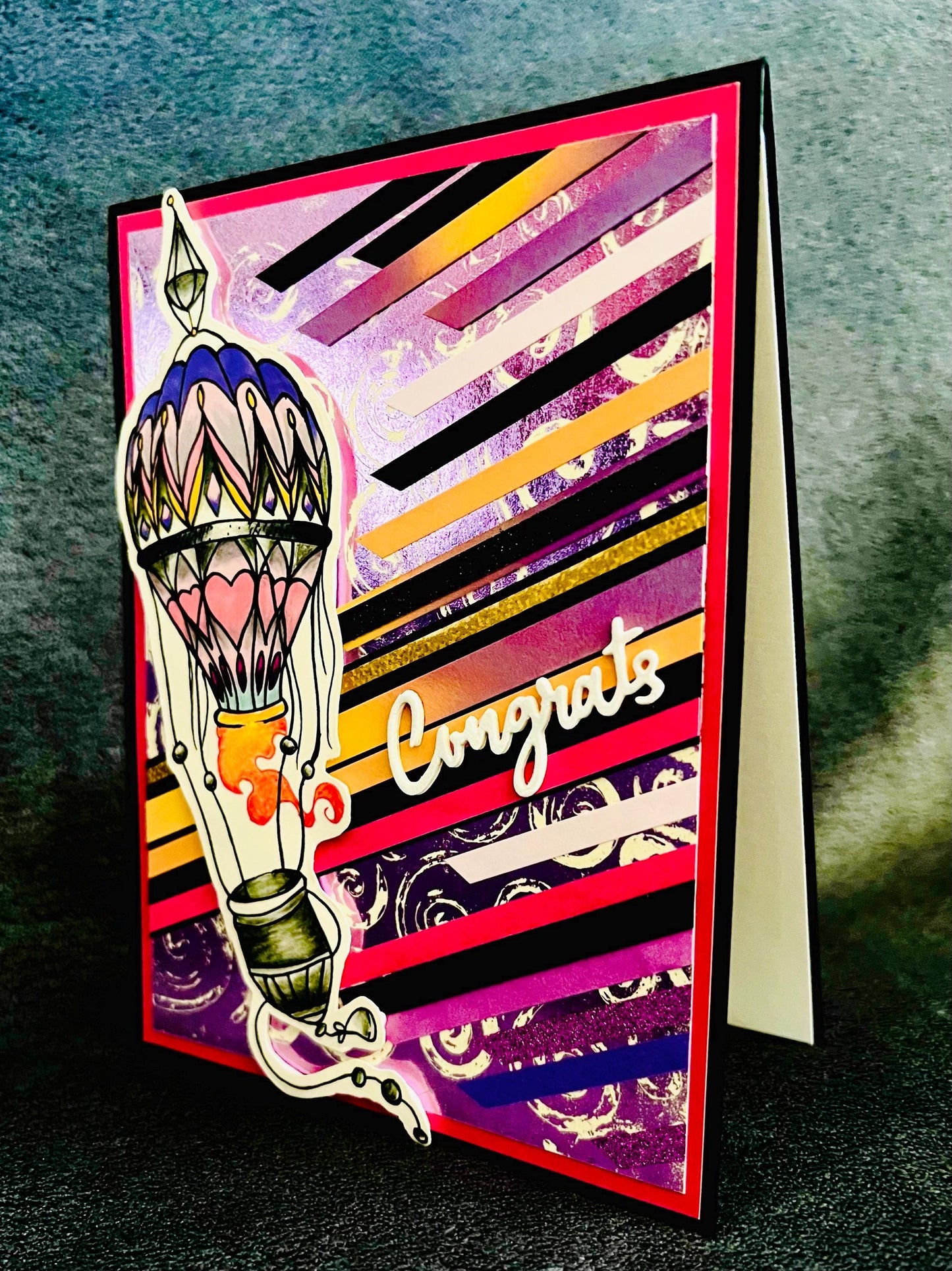 Colorful Hot Air Balloon Congrats Card - Cheerful and Uplifting Design